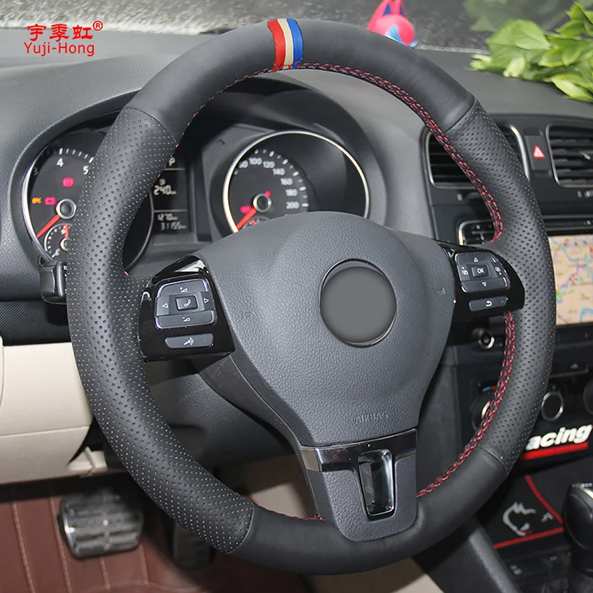 Yuji-Hong чехлы на руль из искусственной кожи для Volkswagen VW CC Golf 6 Tiguan Passat Touran ручной работы DIY