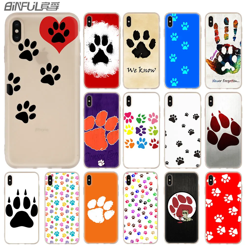 Собака след Paw Хаски мягкий чехол для iPhone 12 11 Pro X XS Max XR 8 7 6 Plus 5s SE 2020 S 1 мини