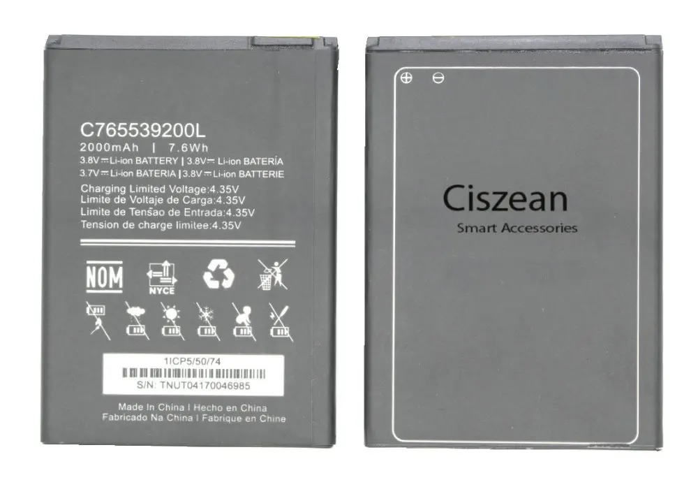 Ciszean 10x3 7 V 2000mAh Сменный аккумулятор C765539200L для BLU Studio G2 HD S530 S550Q X8 C765 батареи|Чехлы с
