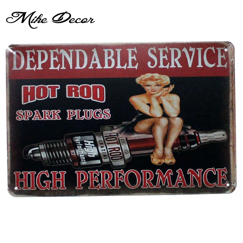 [Mike86] Spark Pluges Hot Rod настенная живопись металлическая доска Ретро Подарочная