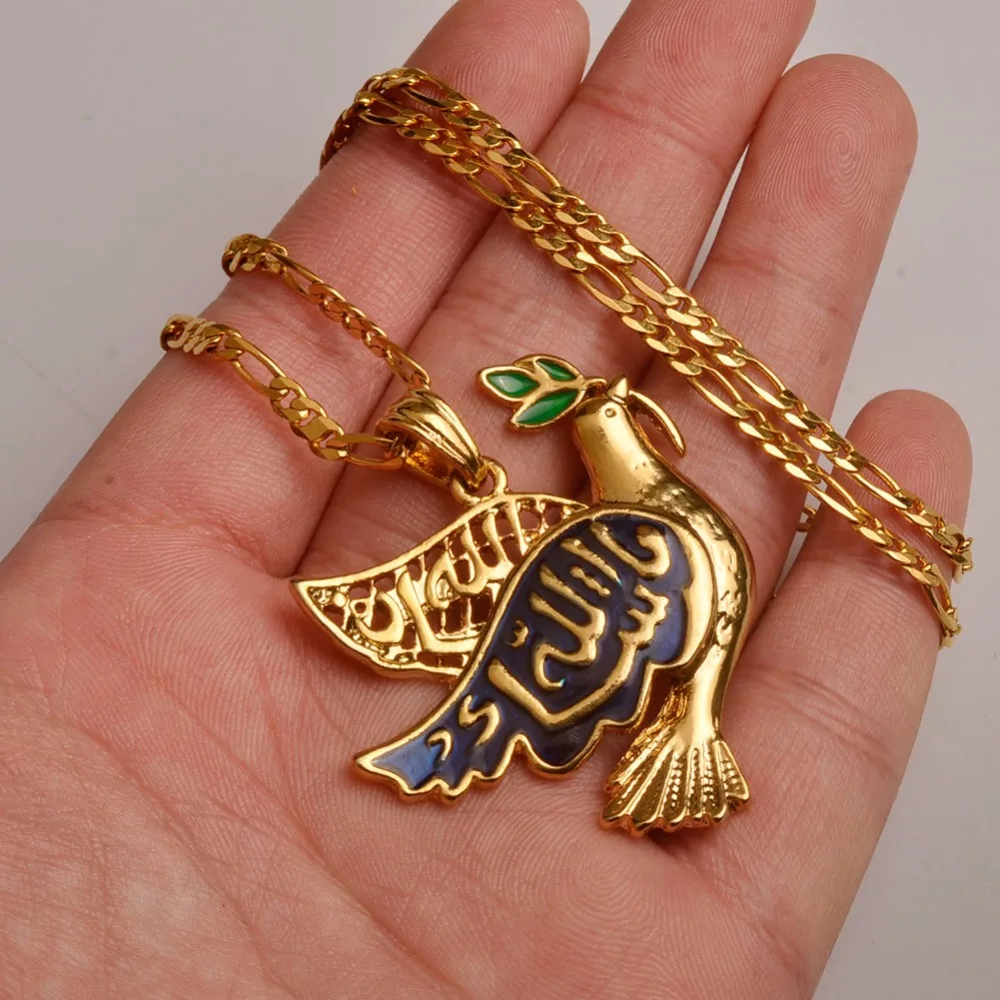 Anniyo Islam Dove Holy Pigeon Peace Allah Necklaces &amp Pendants Women Gold Color Muslim Arab Middle Jewelry #011701 | Украшения и