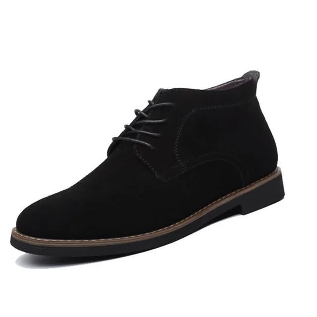 Black Boots Merkmak/обувь из натуральной кожи мужские полусапоги; зимние; теплые и дышащие; Для мужчин кожаные сапоги на шнуровке, Для мужчин осенние меховые плюшевые ботинки Повседневное - Цвет: Black Boots