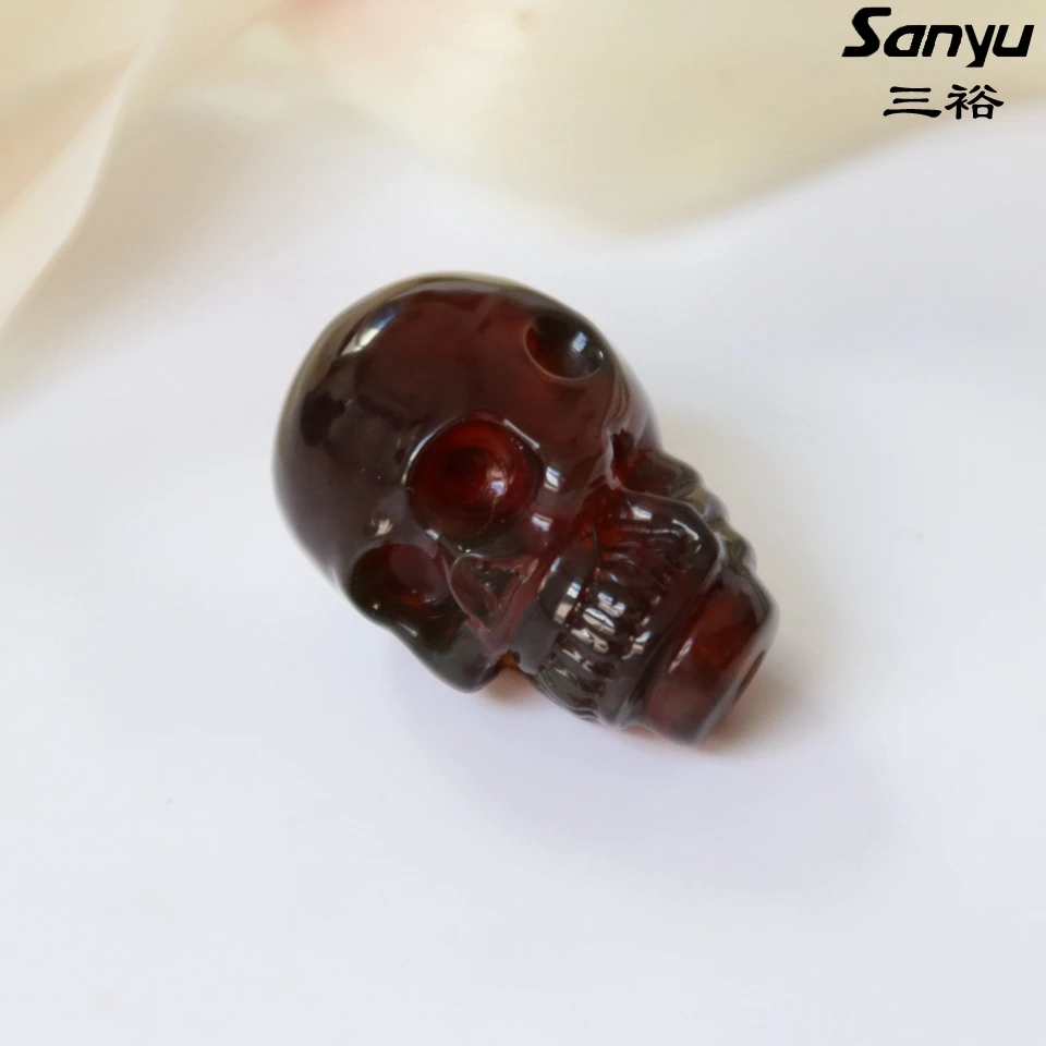 Череп головы три креста бисера + burmite Бирманский натуральный янтарь