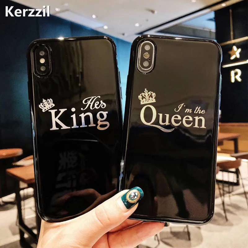 Lovely Couples Letters King&ampQueen Glossy Soft TPU Case For Huawei P20 Lite Pro on Honor 9 10 lite V10 HonorPlay |
