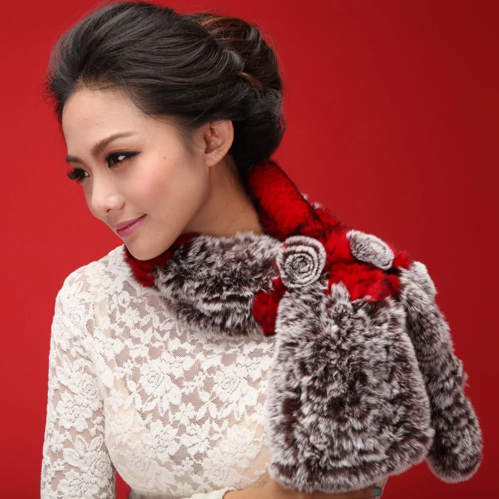 2018 шарф женский мех кролика рекс шейный модный шарм теплый накидка шаль палантин