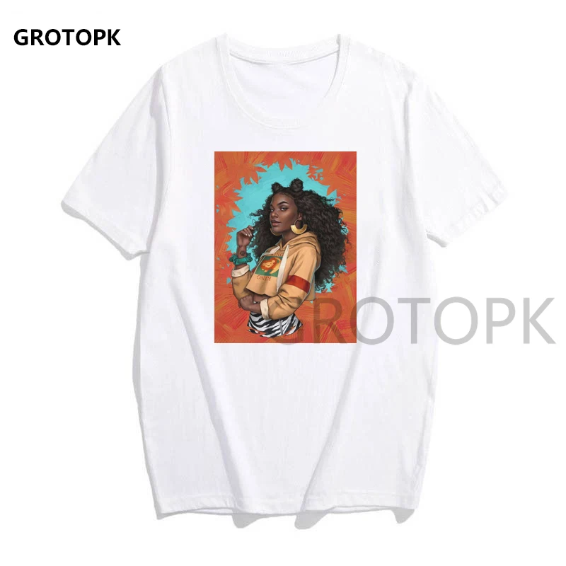 11 Melanin футболки с принтом для женщин белая футболка с коротким рукавом Poppin женская летняя одежда Kawaii Harajuku Топ уличная одежда - Цвет: 11