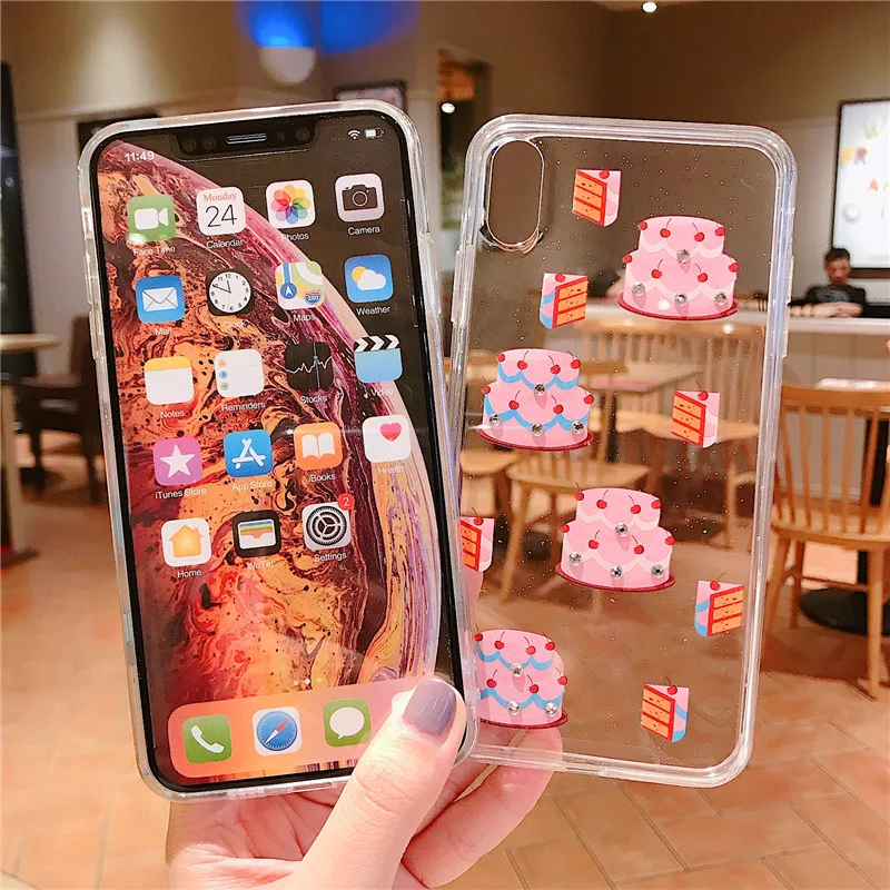 Клубничный лимонный чехол с блестками для iPhone 6 6s 7 8 Plus пирожные Фламинго