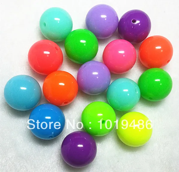 20 мм 100 шт./лот Разноцветные Акриловые Неоновые/флуоресцентные крупные бусины