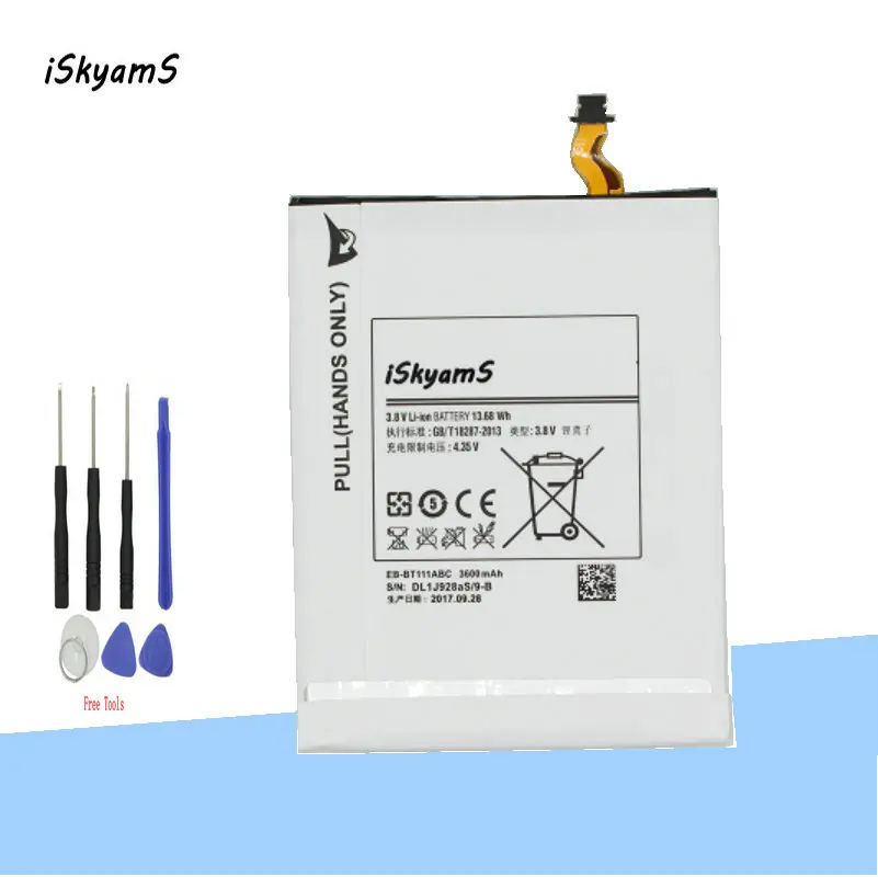 ISkyamS 1x3600 мАч EB BT111ABC Сменный аккумулятор для Samsung Galaxy TAB 3 Lite 7 дюймов SM T110 T111 T113 +