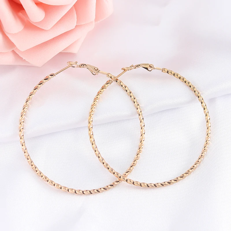 Корейские модные классические золотые витые серьги-кольца для женщин Пирсинг из