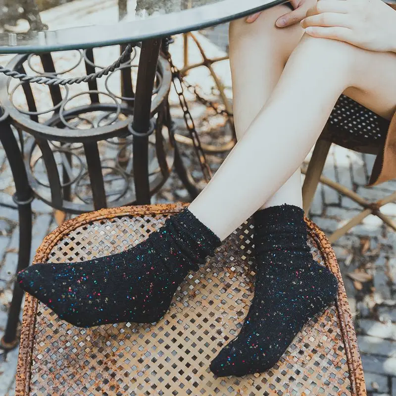 1 пара новый дизайн модные дикие трендовые носки с блестками женские хлопковые