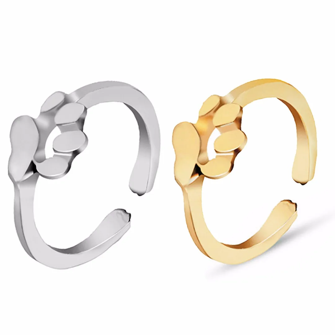 Милое кольцо в виде животных милое с изображением кота собаки лапы регулируемое