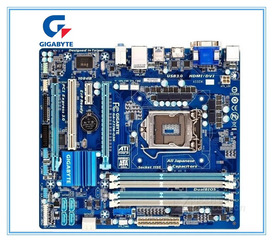 Оригинальная Материнская плата Gigabyte GA Z77M D3H LGA 1155 DDR3 32GB DVI VGA HDMI Z77 десктопная