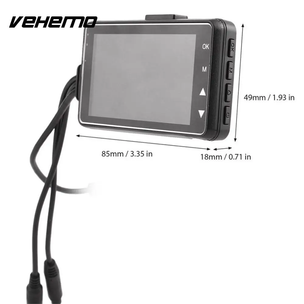 Vehemo двойная камера 3 дюймовый ЖК экран видеорегистратор вождения рекордер