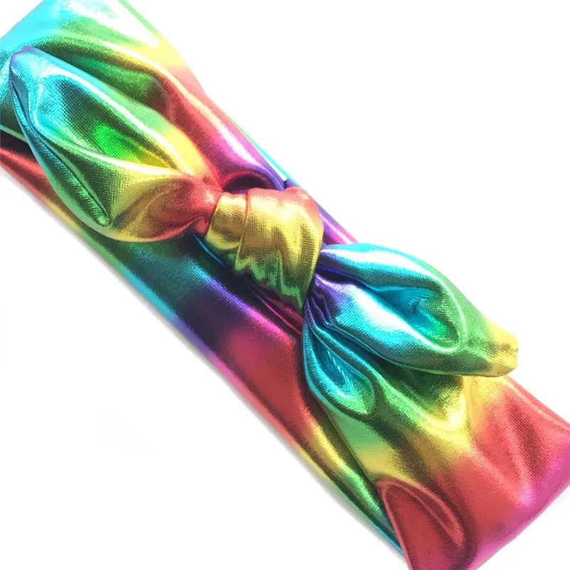 Girls Big Glitter Metallic Headband For Kids 2018 Rainbow Elastic Hair Band Birthday Gift Large Sequin Bow Accessories | Мать и ребенок