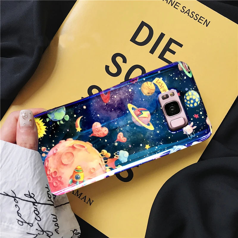 YHBBCASES Blu Ray чехол для Samsung Galaxy S10 Plus S8 S9 Чехлы мультфильм звездное небо космическое