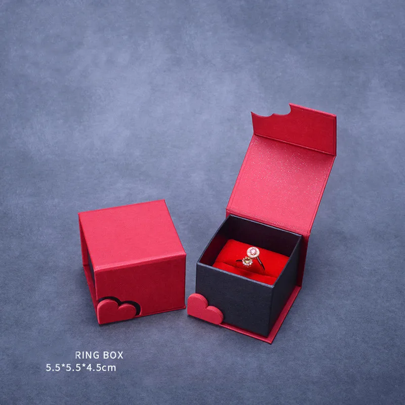 Red Ring Box 10 шт. красный специальный бумажный органайзер для ювелирных изделий коробка в форме сердца кольца для хранения подарочная коробка Ожерелье Подвеска коробка свадебный подарок упаковка - Цвет: Red Ring Box