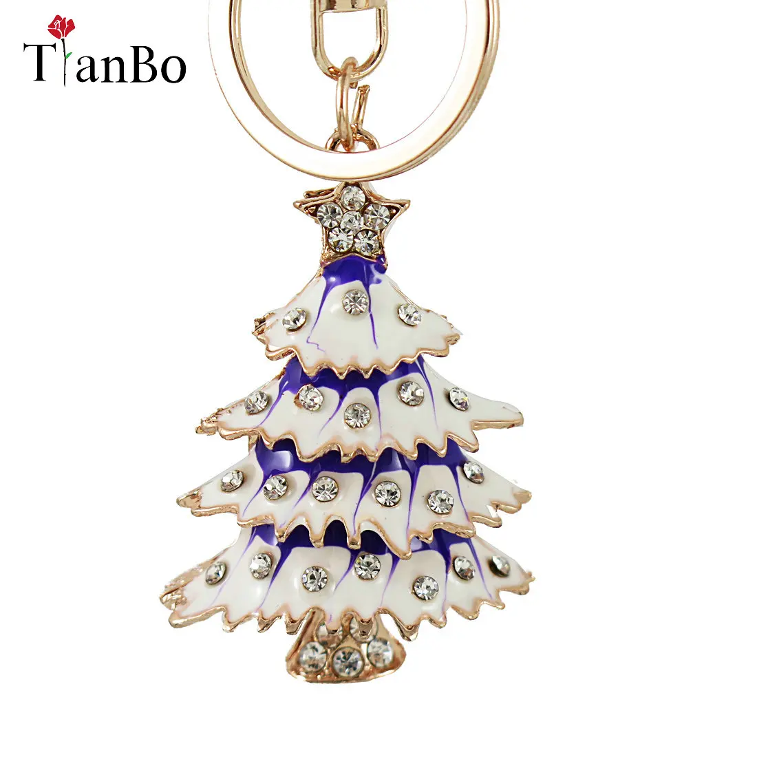 Эмаль Рождественская елка брелки звезда кристалл брелок цепи кошелек сумка
