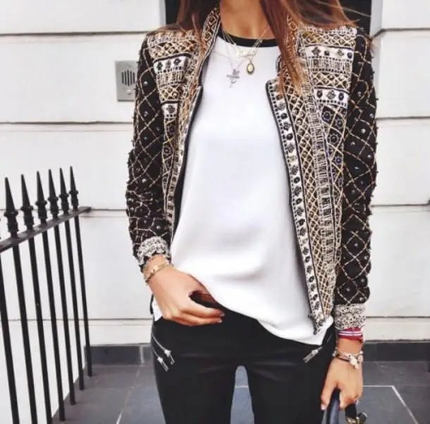 2015 Europe new ultrathin printing elastic jacket collar MSJ003 | Женская одежда