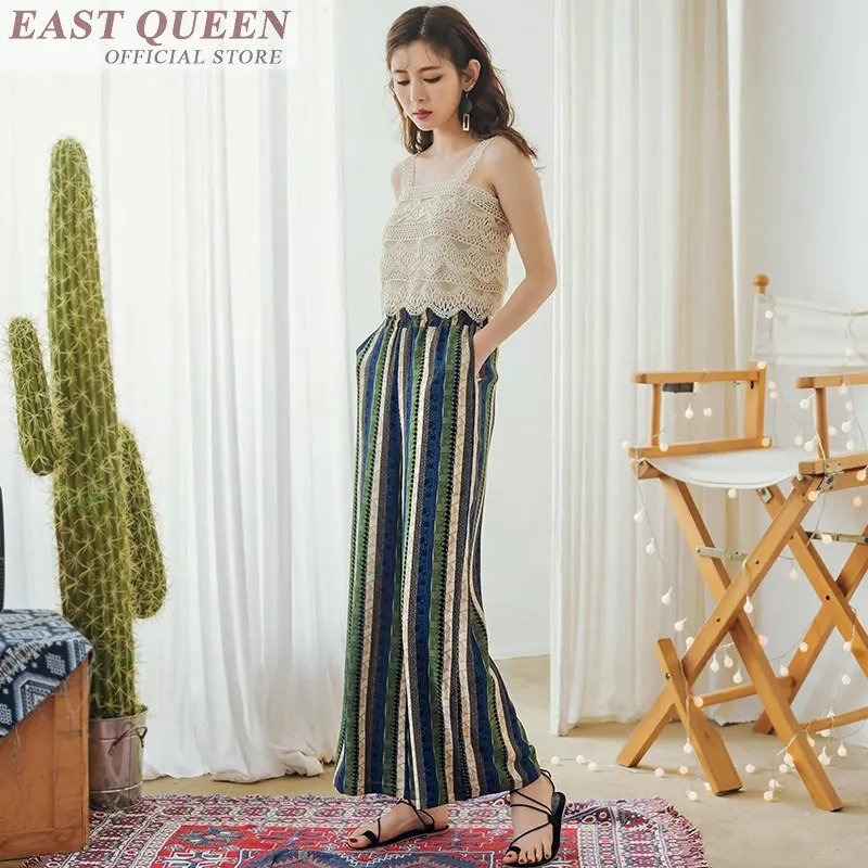 Летние богемные шикарные брюки в стиле бохо женские макси с отверстиями