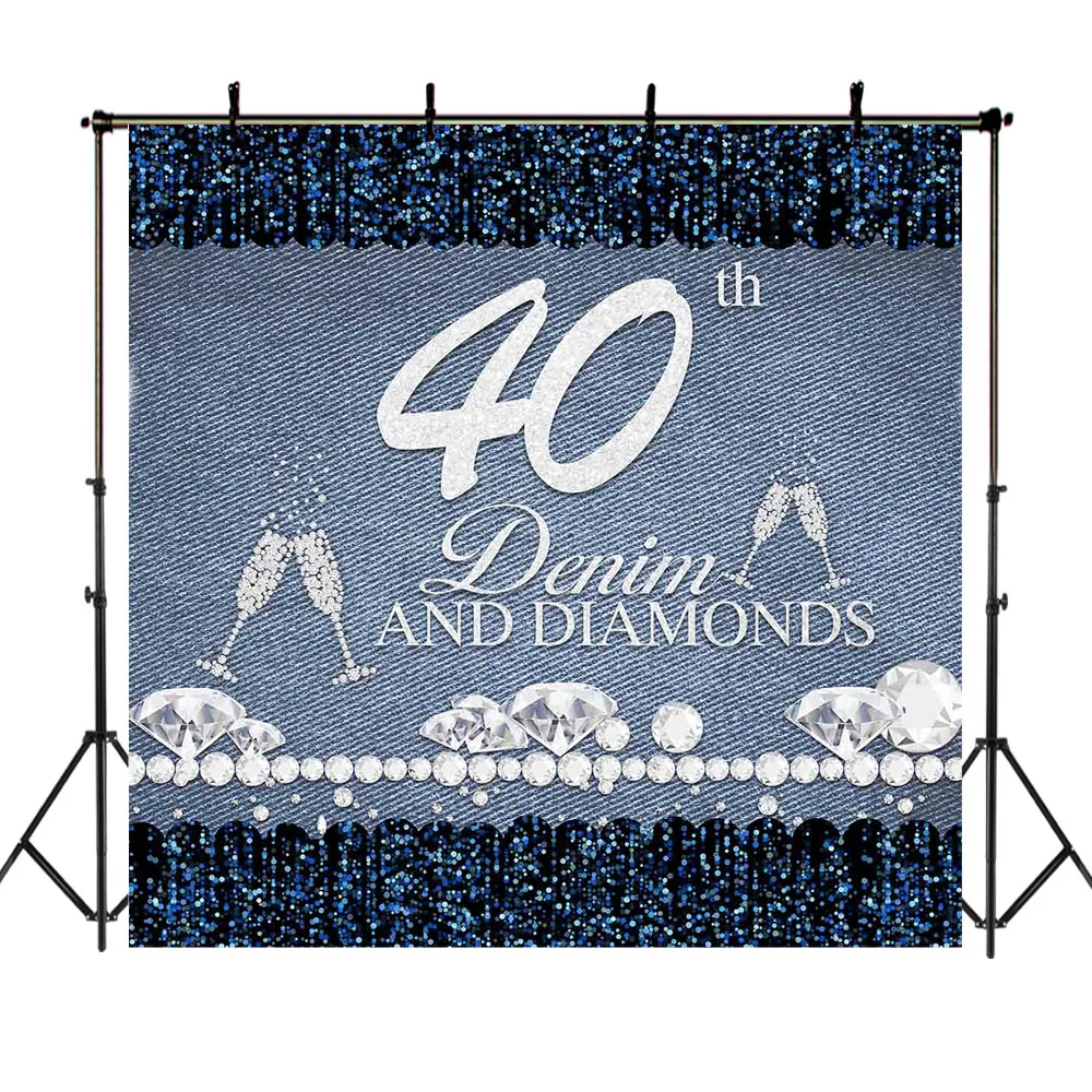 Счастливый 30th 40th 50th 60th день рождения фон деним алмаз фотография Фон Кубок Леди