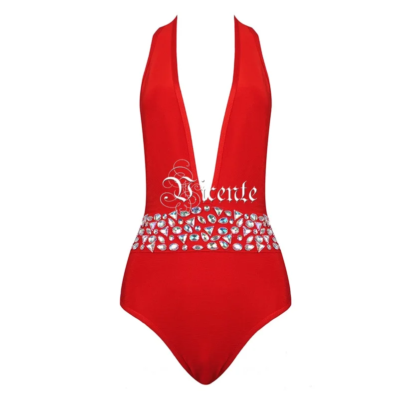 Vicente HOT2019 НОВЫЕ шикарные элегантные капли Украшенные сексуальный глубокий v