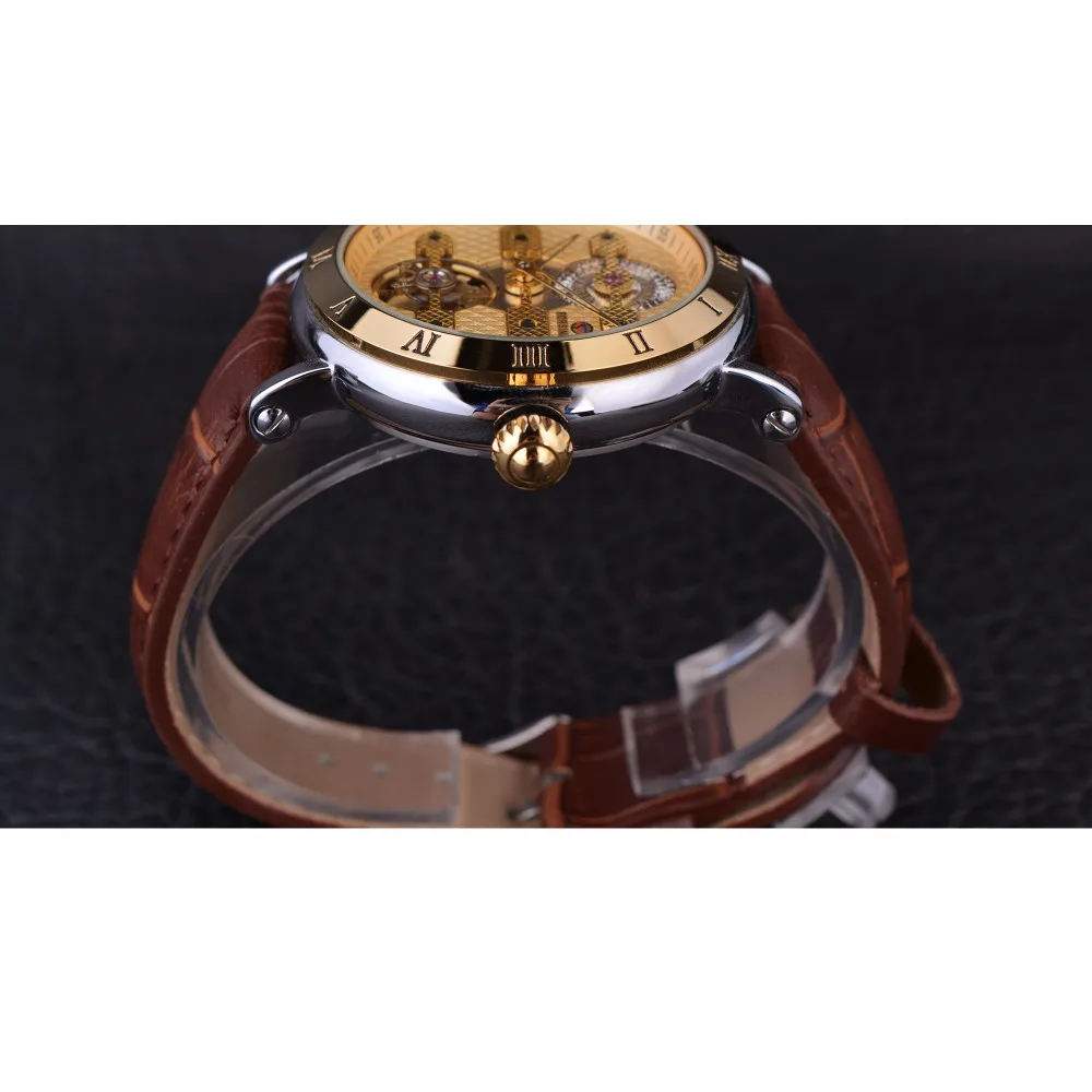 Forsining мужские часы полностью золотые Роскошные автоматические Tourbillion Design 3 ATM