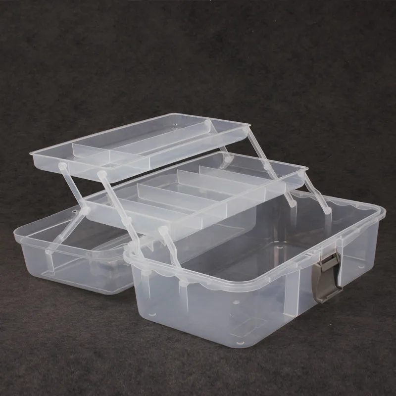 Прозрачный пластиковый ящик для инструментов коробка лекарств цветная