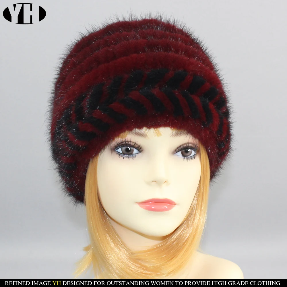 Новинка 2019 женская зимняя шапка из натурального меха норки Брендовая