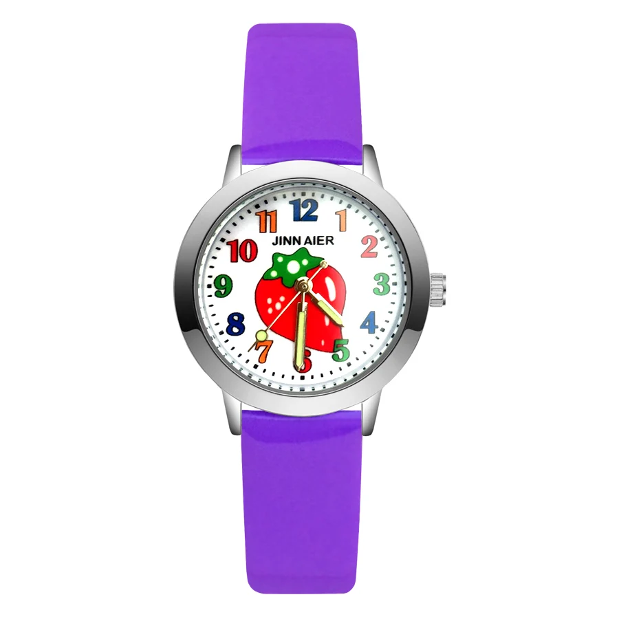 Fashion Cartoon Cute Fruit strawberry style Children's Watches Kids Student Girls Boys Quartz leather Wrist Watch clock JA159 | Наручные