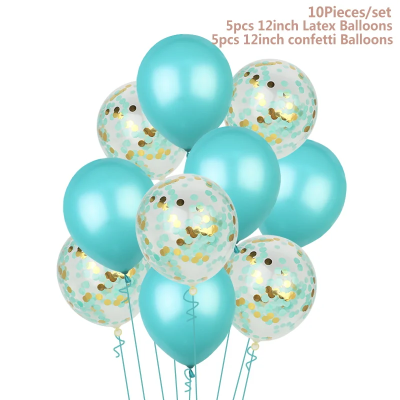 Tiffany blue HUADODO 10 шт. 12 дюймов конфетти шары Агат воздушный шар мраморной расцветки золотые латексные воздушные шары на день рождения вечерние украшения поставки - Цвет: Tiffany blue