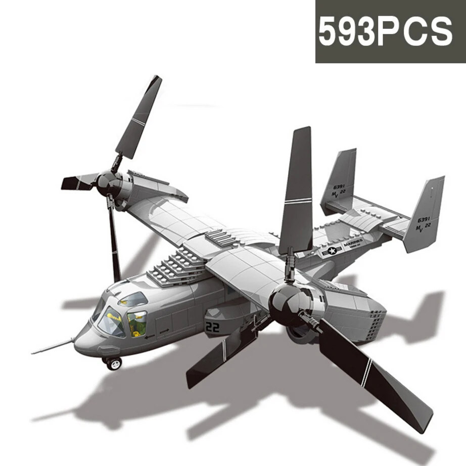Современный военный строительный блок ww2 модель вертолета eagle J15 в стиле Osprey