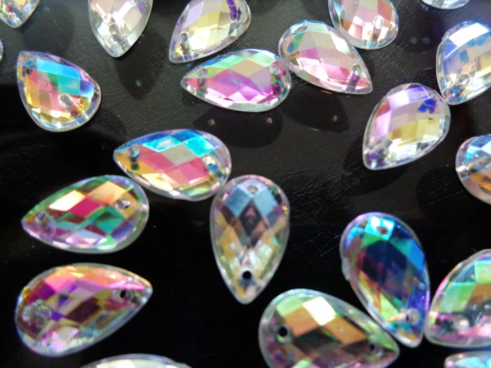 Распродажа прозрачные Стразы AB цвета в форме капли воды 8*13 мм с плоской задней