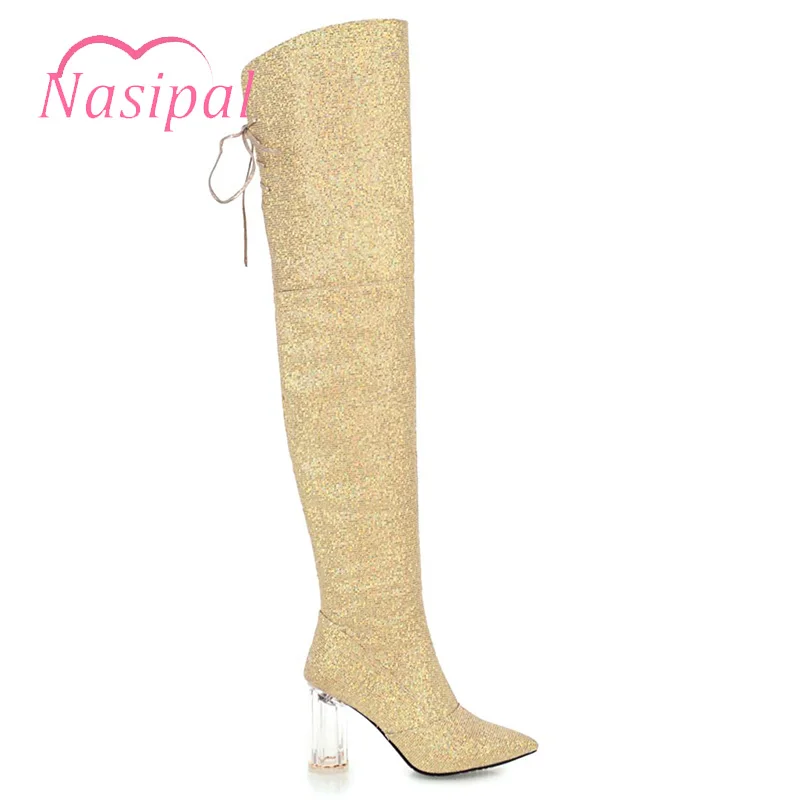 Nasipal Брендовая обувь пикантные женские сапоги до бедра на высоком каблуке
