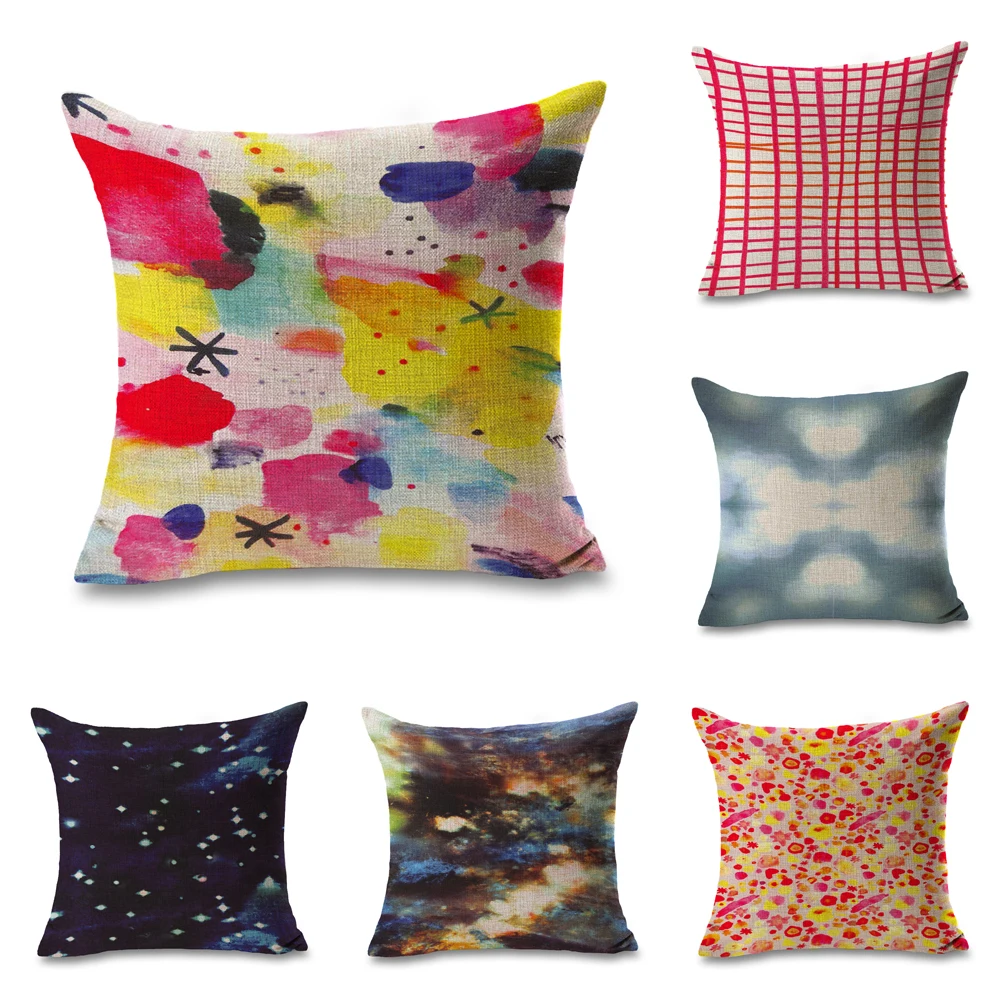 Абстрактные акварельные точечные пледы Galaxy подушки льняной диван подушка для