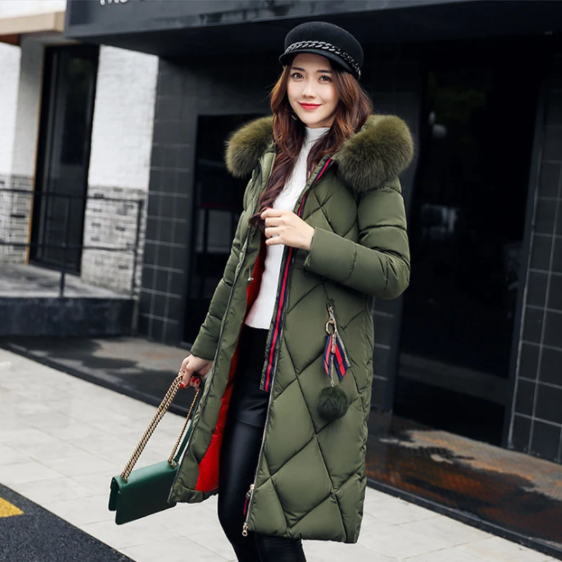 Winter Fashion Female Coat Long Section Parkas Self-cultivation Clothing Large Size Cotton Collar Thick Warm Women's Jacket Tide