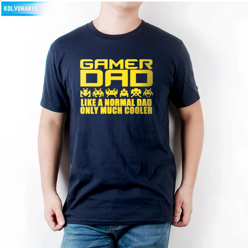 

KOLVONANIG Gamer Dad Christmas Fathers Day Gift Funny Printed Men's T-Shirt 2021 Short Sleeve O-Neck Cotton T Shirt Casual Tees