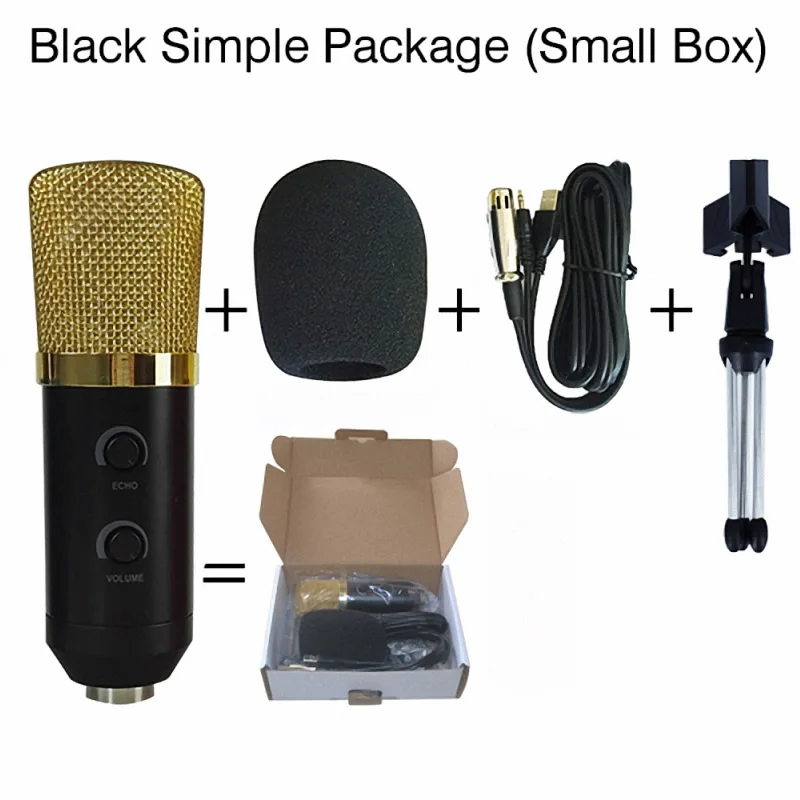 Black Simple Package ML-F100TL USB конденсаторный микрофон профессиональный микрофон для записи видео караоке Студийный микрофон для радио для компьютера ПК - Цвет: Black Simple Package