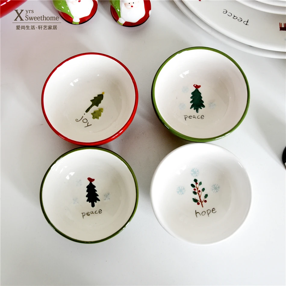 Christmas Tableware set Nordic minimalist plate Home dish Cup Rice bowl seasoning Xmas dinnerware Set Gift | Дом и сад