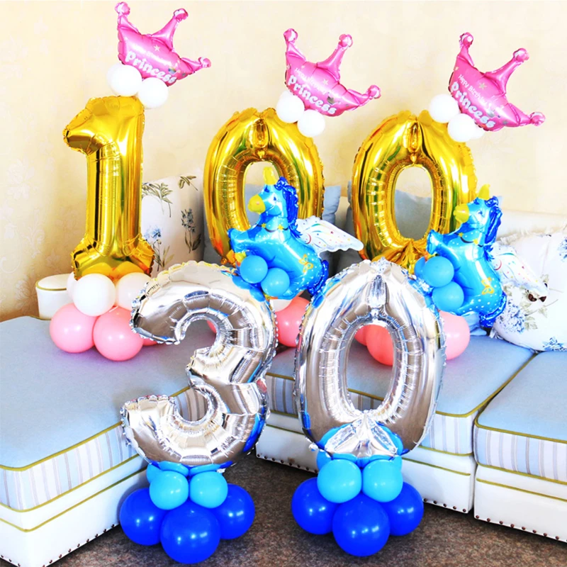 

CHLEZI Baby birthday 30 inches Gold Silver Number Foil Balloons Digit Helium Ballons Birthday Party Wedding Decor Air Baloons