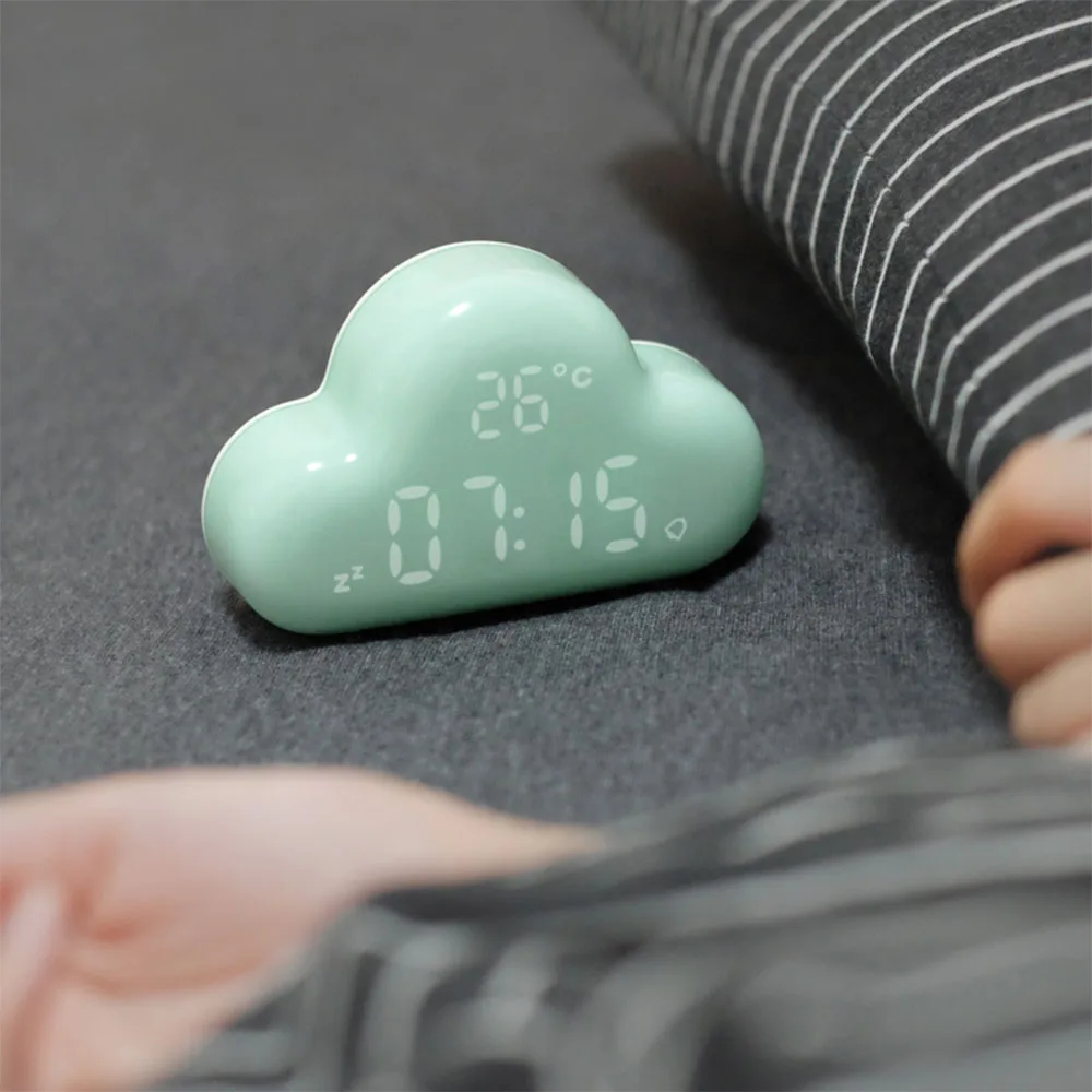 Silent Cute Electronic Alarm Clock Voice Control European Style Creative White Cloud Charge Line Led Digital Decor 6NZ020 | Дом и сад