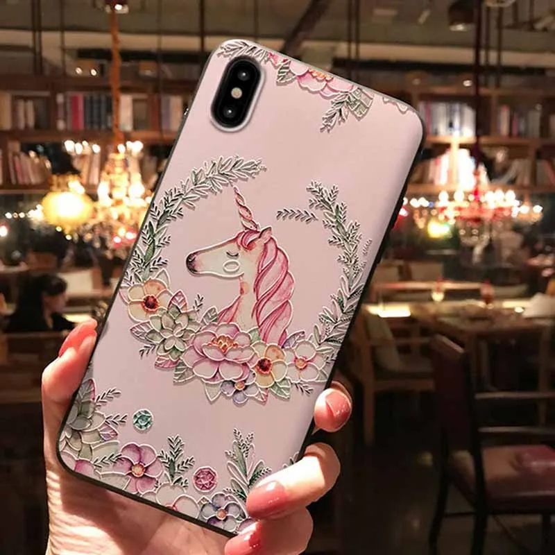 JIBAN New Lovely Cartoon flamingo unicorn matte soft Phone Case for iphone XS X 6s 6plus 7 8 mobile phone accessories wholesale |