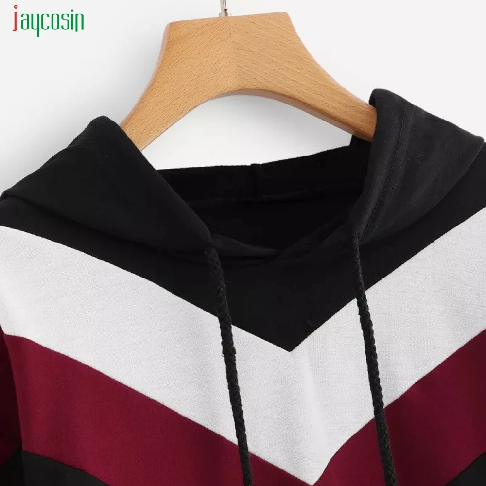 Jaycosin Женская Лоскутная Повседневная Толстовка с капюшоном и длинным рукавом