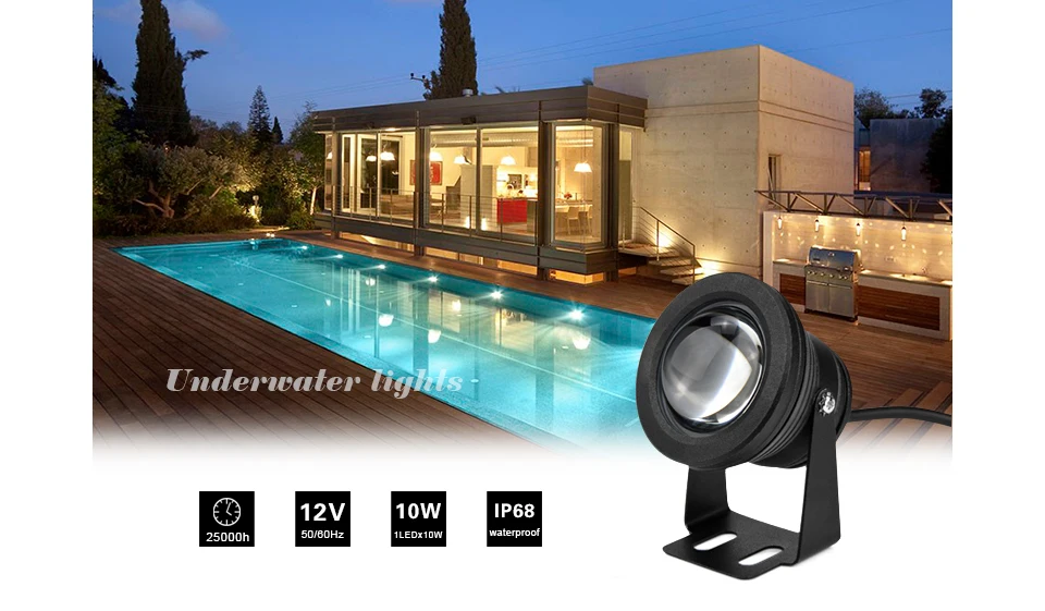 Светодиодный прожектор заливающего света подводный светильник IP68 1000LM 10 Вт RGB свет фонтана Бассейн аквариум прожектор сад прожектор для газонов