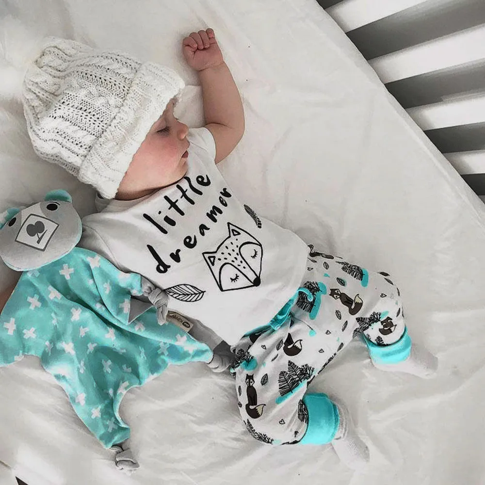 Летний комплект из 2 предметов для новорожденных мальчиков и девочек футболка с