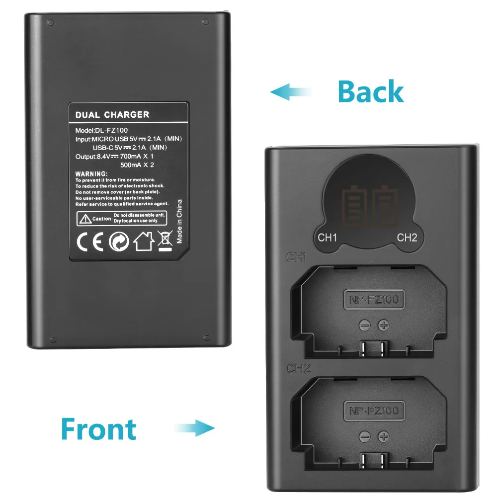 Neewer двойное зарядное устройство USB для Sony NP FZ100 Battery совместимое с камерами A9 A7III
