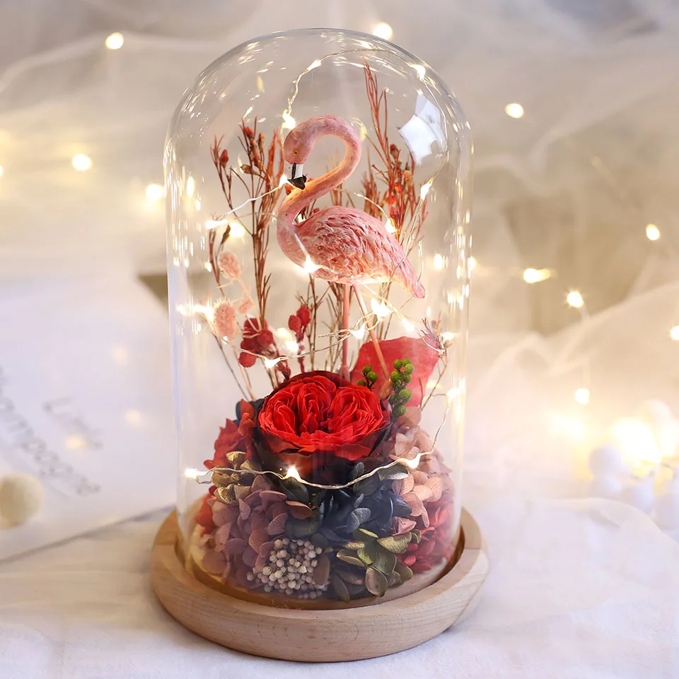 Светящаяся вечная искусственная Цветочная подделка живая Роза купольная