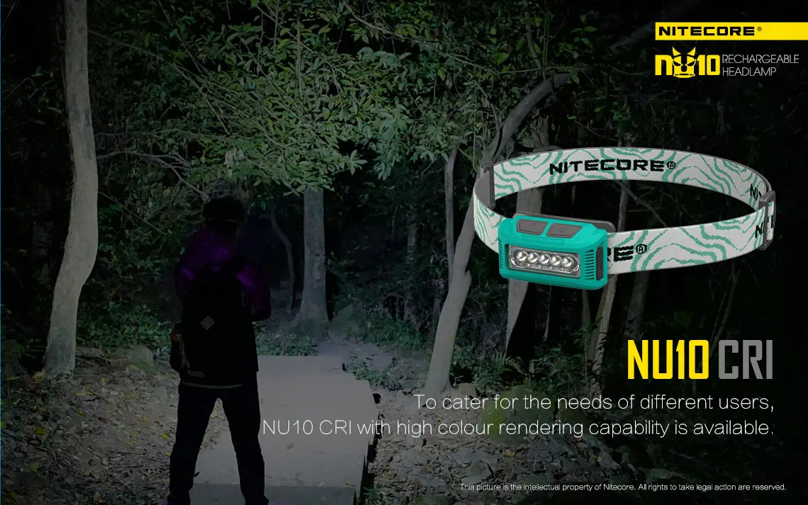 Nitecore NU10 налобный фонарь с широким диапазоном освещения светильник с USB Перезаряжаемый красный и белый светильник