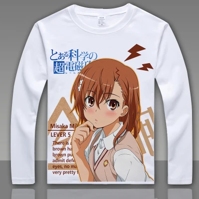 Модная футболка Toaru Kagaku no Railgun Misaka Mikoto для косплея, футболка с длинным рукавом, аниме топы футболки для мужчин и женщин, футболка L004 - Цвет: 19