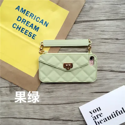 light green Роскошные модные Корейский стиль милый кошелек мягкий силиконовый Для женщин сумки телефон чехол с длинной цепи для iphone6 6 S плюс - Цвет: light green